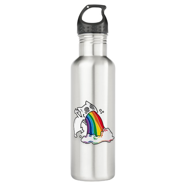 Botella De Agua vómito de arco iris de gato (Anverso)