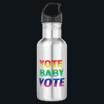 Botella De Agua "vote baby vote" Orgullo lgbtq lgbt colores arcoir<br><div class="desc">"voto por bebé" Orgullo lgbtq lgbt color arcoiris botella de agua de acero inoxidable</div>