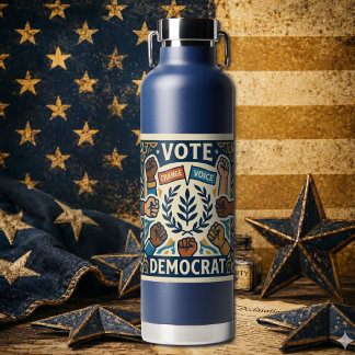 Botella De Agua Voto Pro-Demócrata Corona de Laurel y Puño de la D