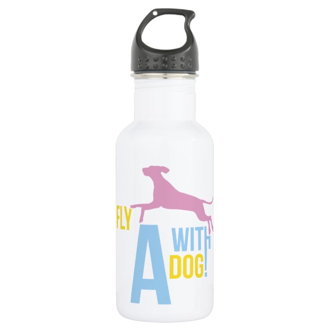 Botella De Agua Vuela con un perro (Anverso)
