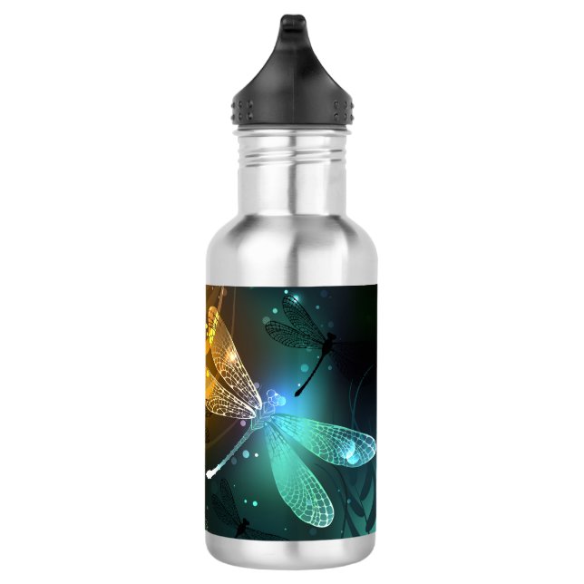 Botella De Agua Vuelo de libélula luminosa verde (Derecha)