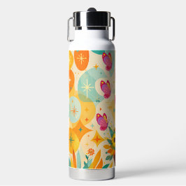 Botella De Agua Vuelo de Pétalos de Mitad de Siglo