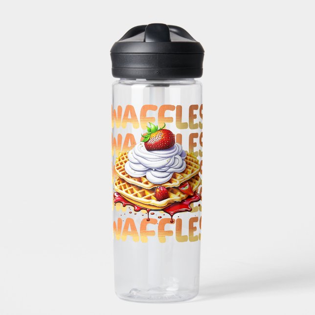 Botella De Agua Waffles cubiertos en fresas personalizadas (Delante)