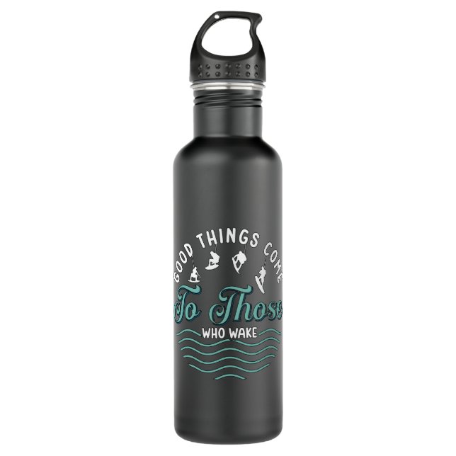Botella De Agua Wakeboard Good Things Come Wakeboarder Wakesurfing (Anverso)