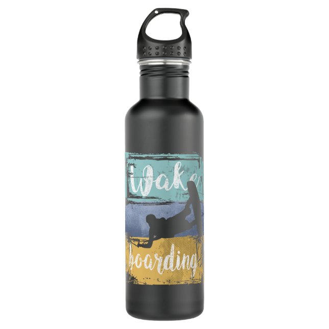 Botella De Agua Wakeboarding Retro Wakeboarder (Anverso)