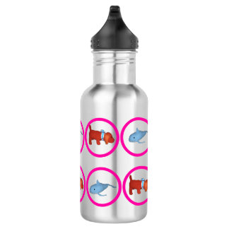 Botella De Agua Water Bottle - Circles with Whale and Dog