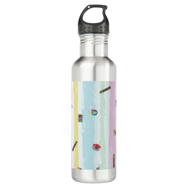Botella De Agua Water Bottle – Sports & Stripes Pastel Racing  (Anverso)