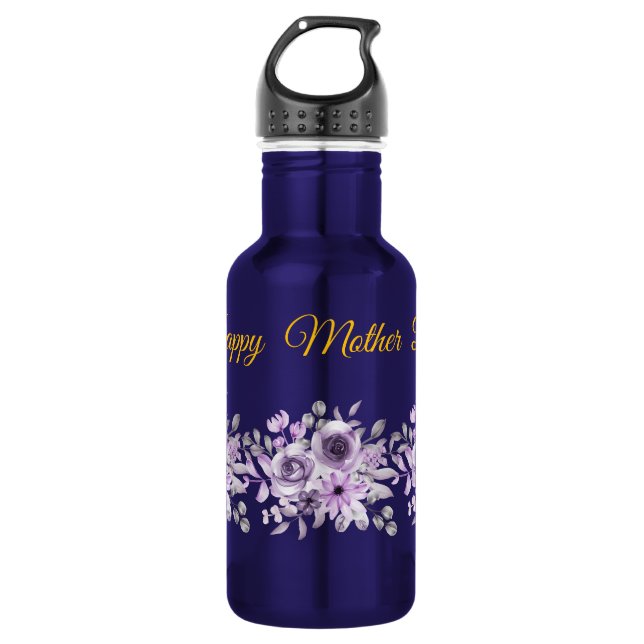 Botella De Agua Water Bottle with Floral Arrangement and Mother's  (Anverso)