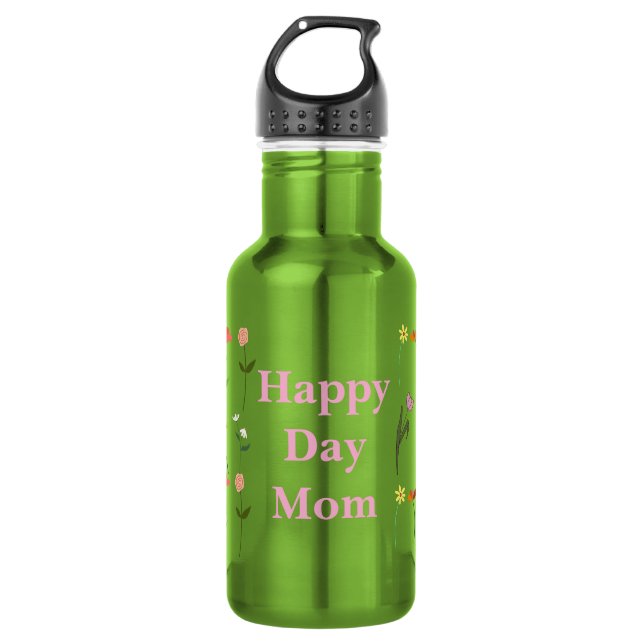 Botella De Agua Water Bottle with Floral Motifs and Mother's Day Q (Anverso)