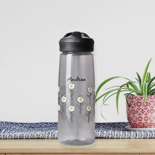 Botella De Agua Water bottle with pretty daisy flowers