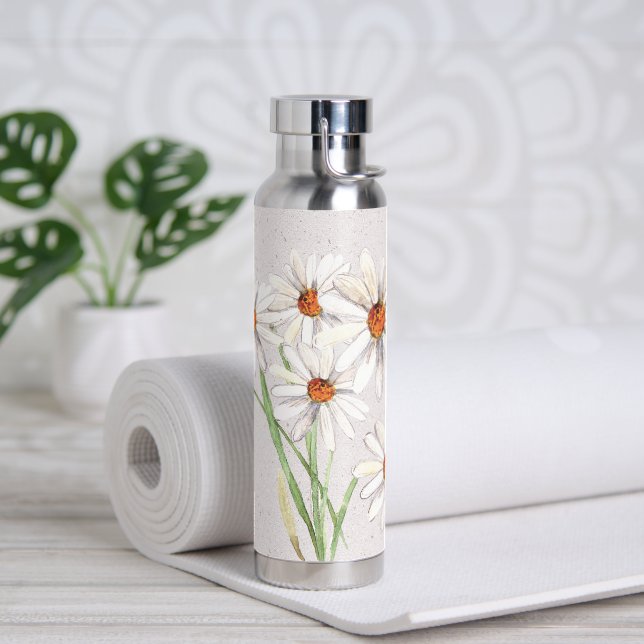 Botella De Agua Watercolor Daisy Bouquet En Terrazzo (Yoga)