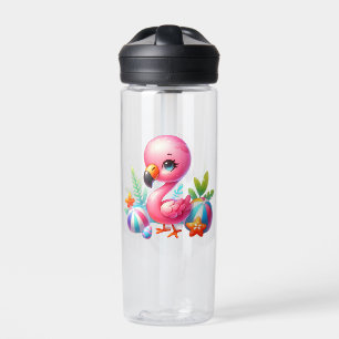 Botella De Agua Watercolor Flamingo Personalizado Clipart