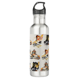 Botella De Agua Watercolor Ice Skates with Autumn Leaves Pattern  