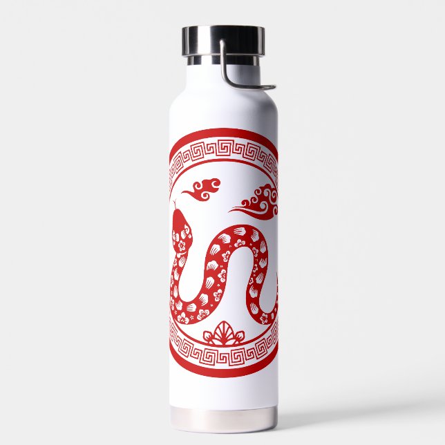 Botella De Agua WB estilo de papel rojo de serpiente chino (Izquierdo)