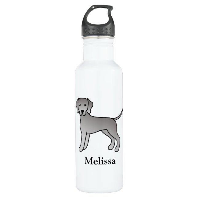 Botella De Agua Weimaraner Cute Personalizado Ilustracion Perros (Anverso)