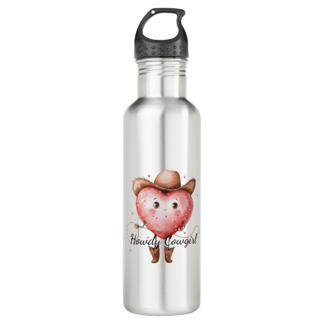 Botella De Agua Western Howdy Cowgirl Heart  (Anverso)