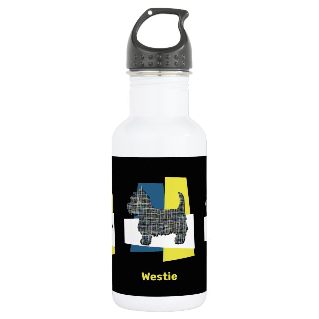 Botella De Agua Westie White Terrier Mascota Perro Silhouette Y&B  (Anverso)