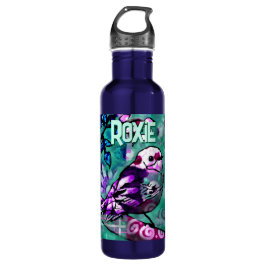 Botella De Agua Whimsical Abstract Bird Floral Personalized