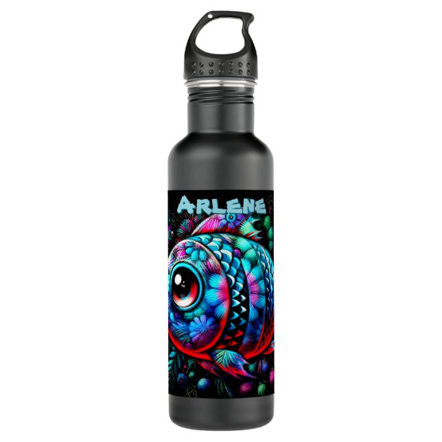 Botella De Agua Whimsical Big-Eyed Fish Nautical Personalized (Anverso)