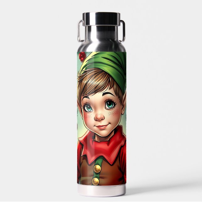 Botella De Agua Whimsical Cartoon Elf | Christmas   (Delantero)