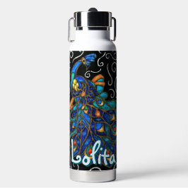 Botella De Agua Whimsical Peacock Chalk Pastel Bird Personalizado