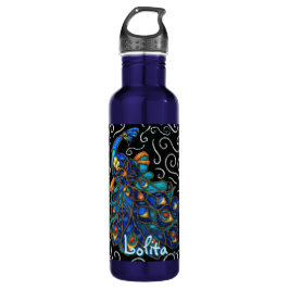 Botella De Agua Whimsical Peacock Chalk Pastel Bird Personalizado