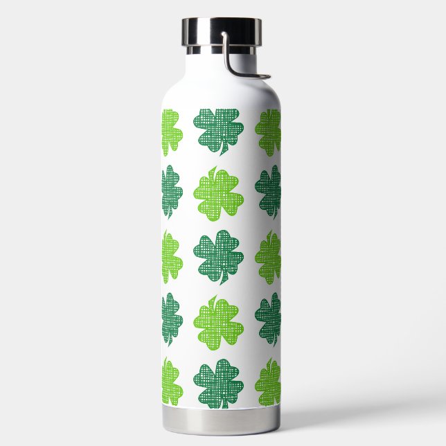 BOTELLA DE AGUA WHITE WITH GREEN LINEN LOOK IRISH SHAMROCKS (Izquierda)