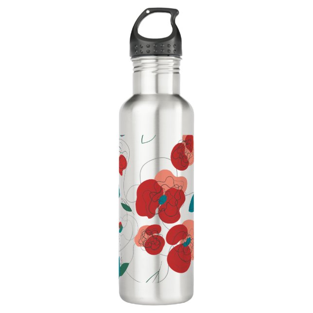 Botella De Agua Wildflower Wonderland | Patrón de flores estilizad (Anverso)