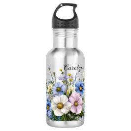 Botella De Agua Wildflowers & Add your name 