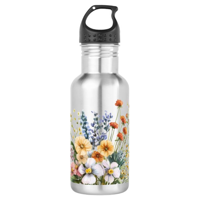 Botella De Agua Wildflowers stainless steel water bottle.  (Anverso)
