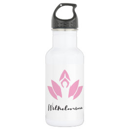 Botella De Agua Wilhelmina. lotus W, yoga pose script moderno