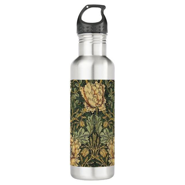 Botella De Agua William Morris Honeysuckle Green Floral (Anverso)