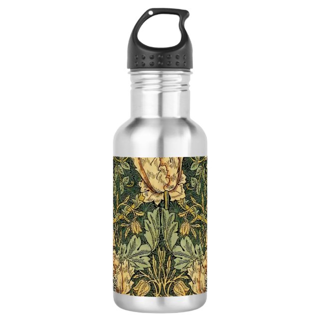 Botella De Agua William Morris Honeysuckle Green Floral (Anverso)