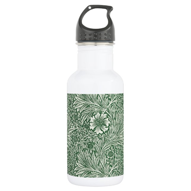 Botella De Agua william morris marigold flor floral verde (Anverso)
