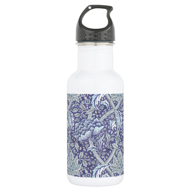 Botella De Agua William Morris Windrush patrón floral azul (Anverso)