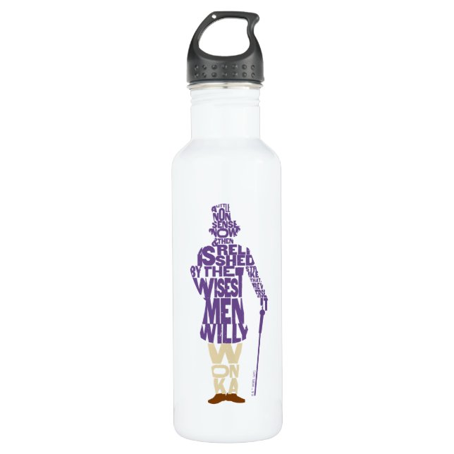 Botella De Agua Willy Wonka Quote Silhouette (Anverso)