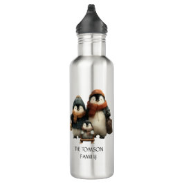 Botella De Agua Winter Penguin Family Personalized Design