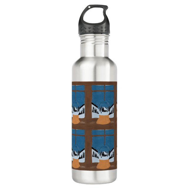 Botella De Agua Winter Steel Water Bottle - Snow Globe  (Anverso)