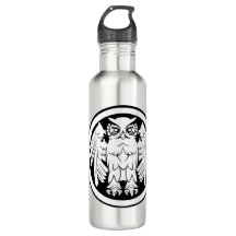Botella de agua wise_owl_elegante_hand_draw_getric