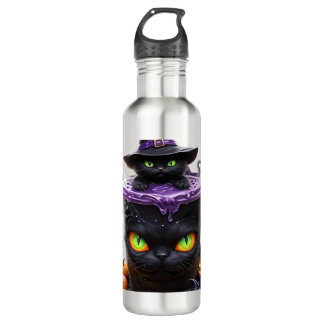 Botella De Agua Witch Cat Halloween Latte  Creepy Cute Coffee with