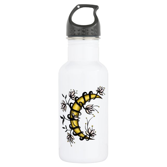 Botella De Agua Witch Moon Floral Wiccan Pagan (Anverso)