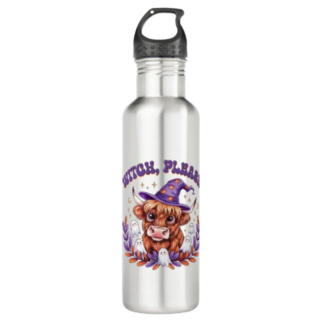 Botella De Agua Witch Please Highland Cow Halloween (Anverso)