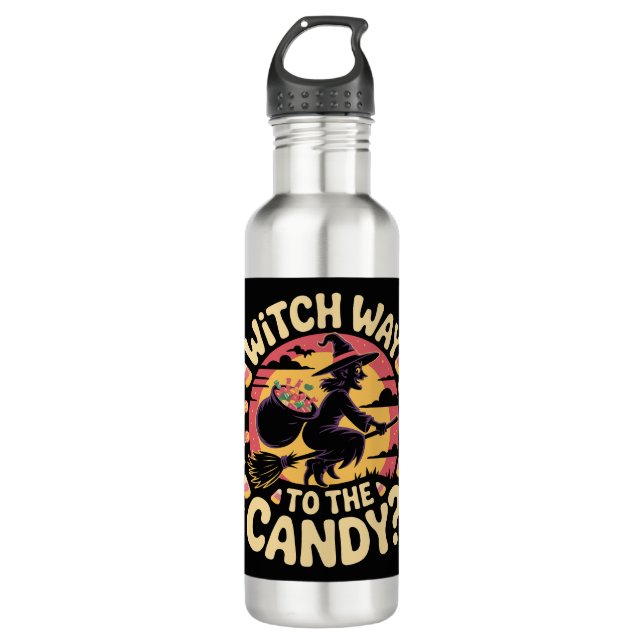 Botella De Agua Witch Way to the Candy Halloween T-shirt (Anverso)