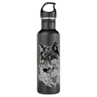 Botella De Agua Wolf Chica Wolves Howling Wolf Face Gift Vintage