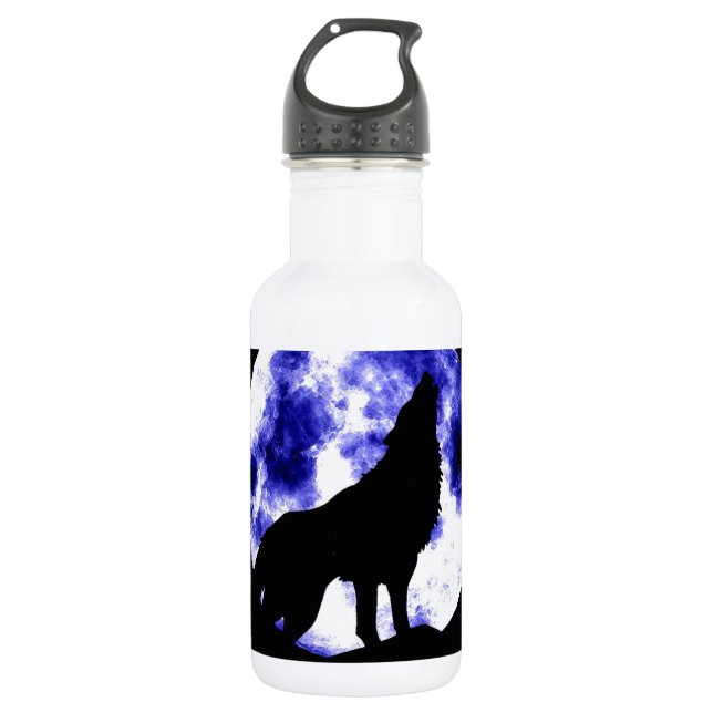 Botella De Agua Wolf Howling en la Luna (Anverso)