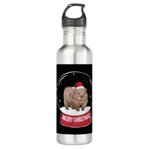 Botella De Agua Wombat Merry Christmas Snowball