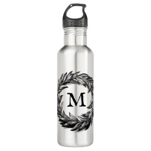 Botella De Agua Wreath Masculino Metálico Con Su Monograma
