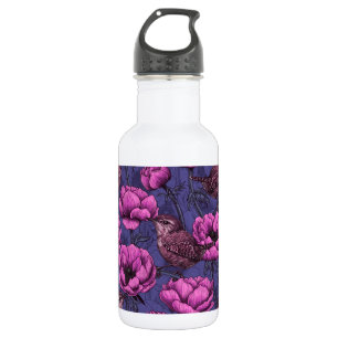 Botella De Agua Wrens en el jardín anemónico