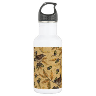 Botella De Agua Wrens y bellotas sobre miel