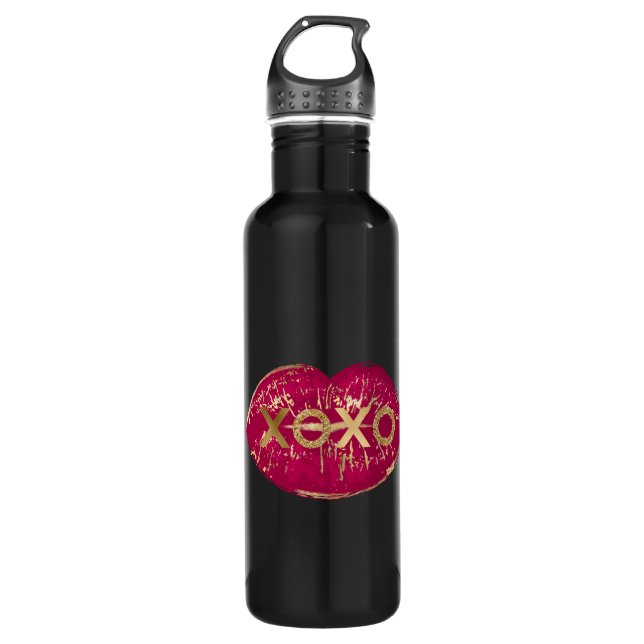Botella De Agua XOXO, Purpurina de oro de los labios rojos del bes (Anverso)